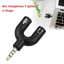 Headphone Mic Splitter Adapter U-shaped